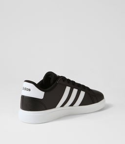 GRAND COURT 2.0 K JNR AD BLACK WHITE BLACK SMOOTH LEATHER