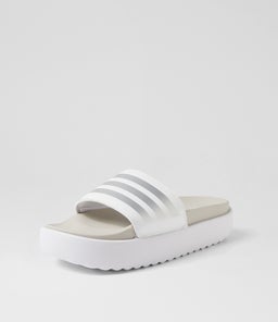ADILETTE PLATFORM W AD WHITE METALLIC GREY SMOOTH