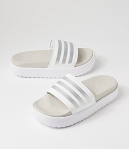 ADILETTE PLATFORM W AD WHITE METALLIC GREY SMOOTH