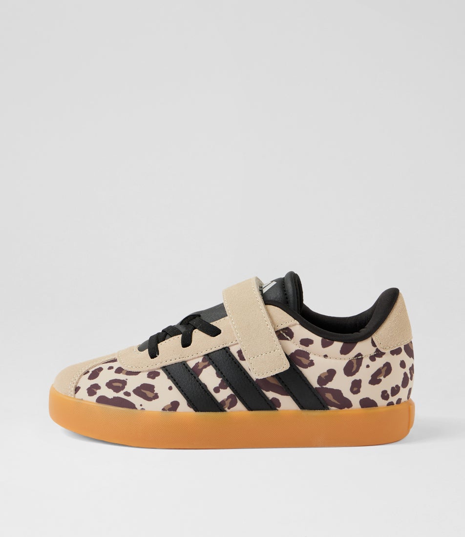 Vl Court 3 Junior Junior Crystal Linen Black Khaki Sneakers