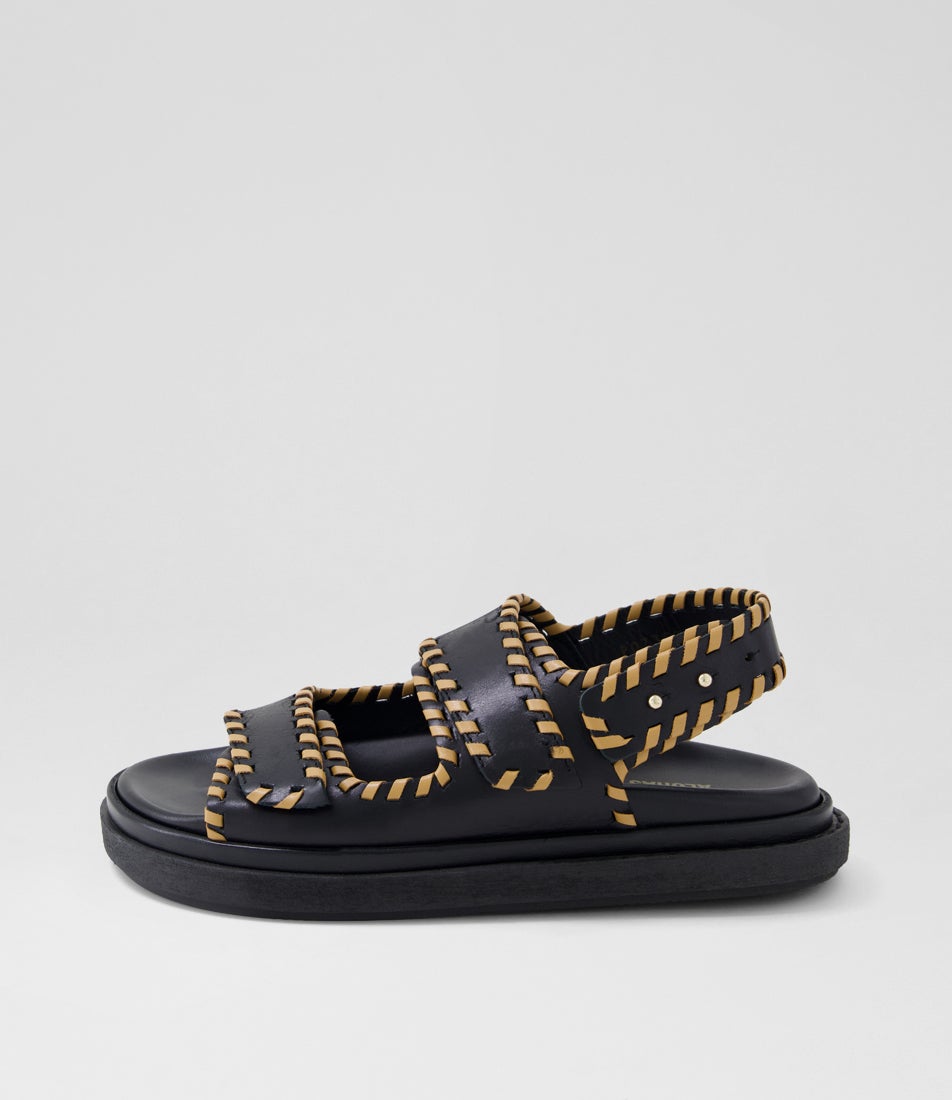 Barrel Black Tan Leather Sandals Barrel Black Tan Leather Sandals