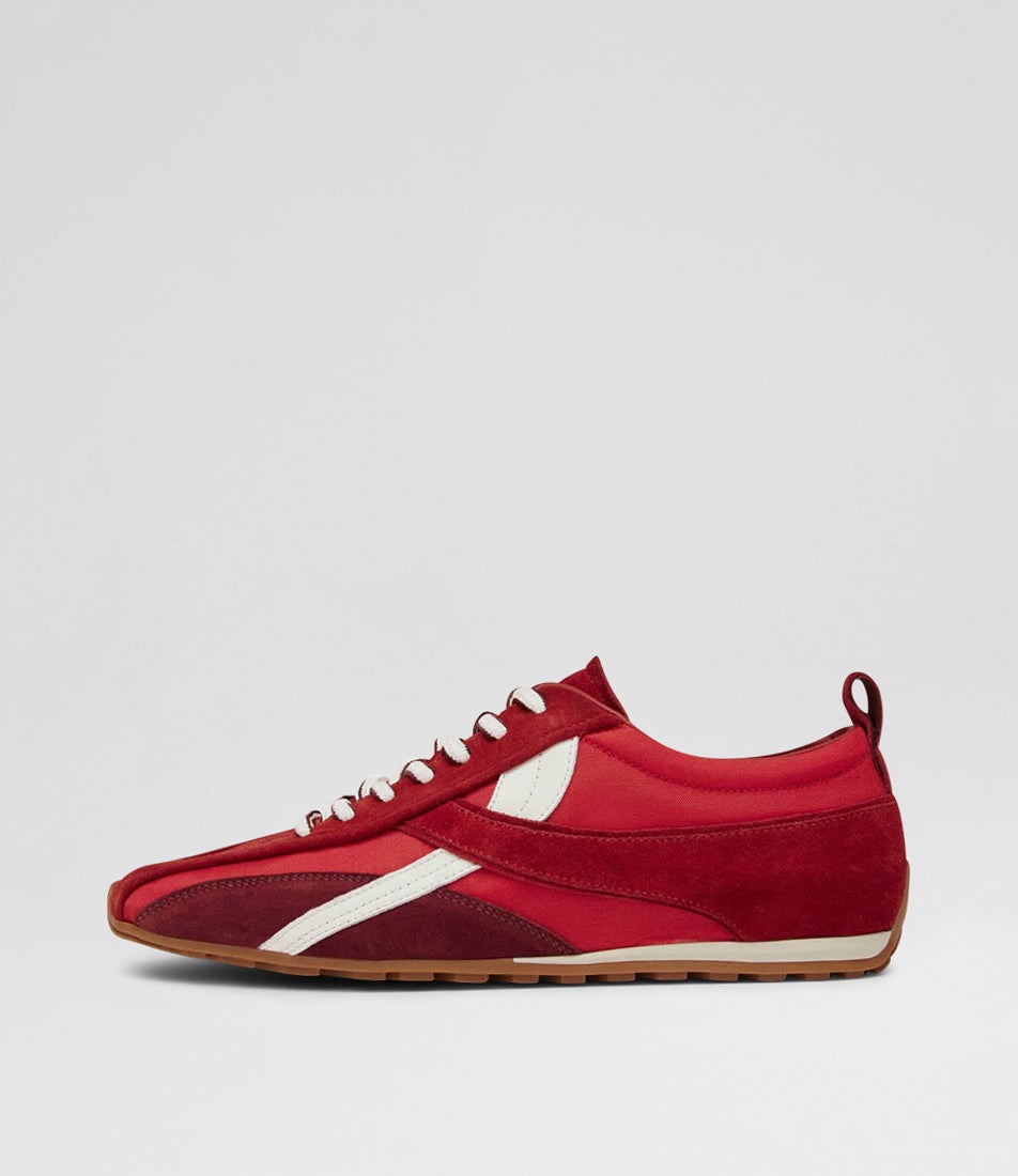 Tb 304 Nylon Red Leather Sneakers