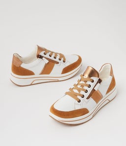 SAPPORO 34 AR CARAMEL WHITE LEATHER SUEDE