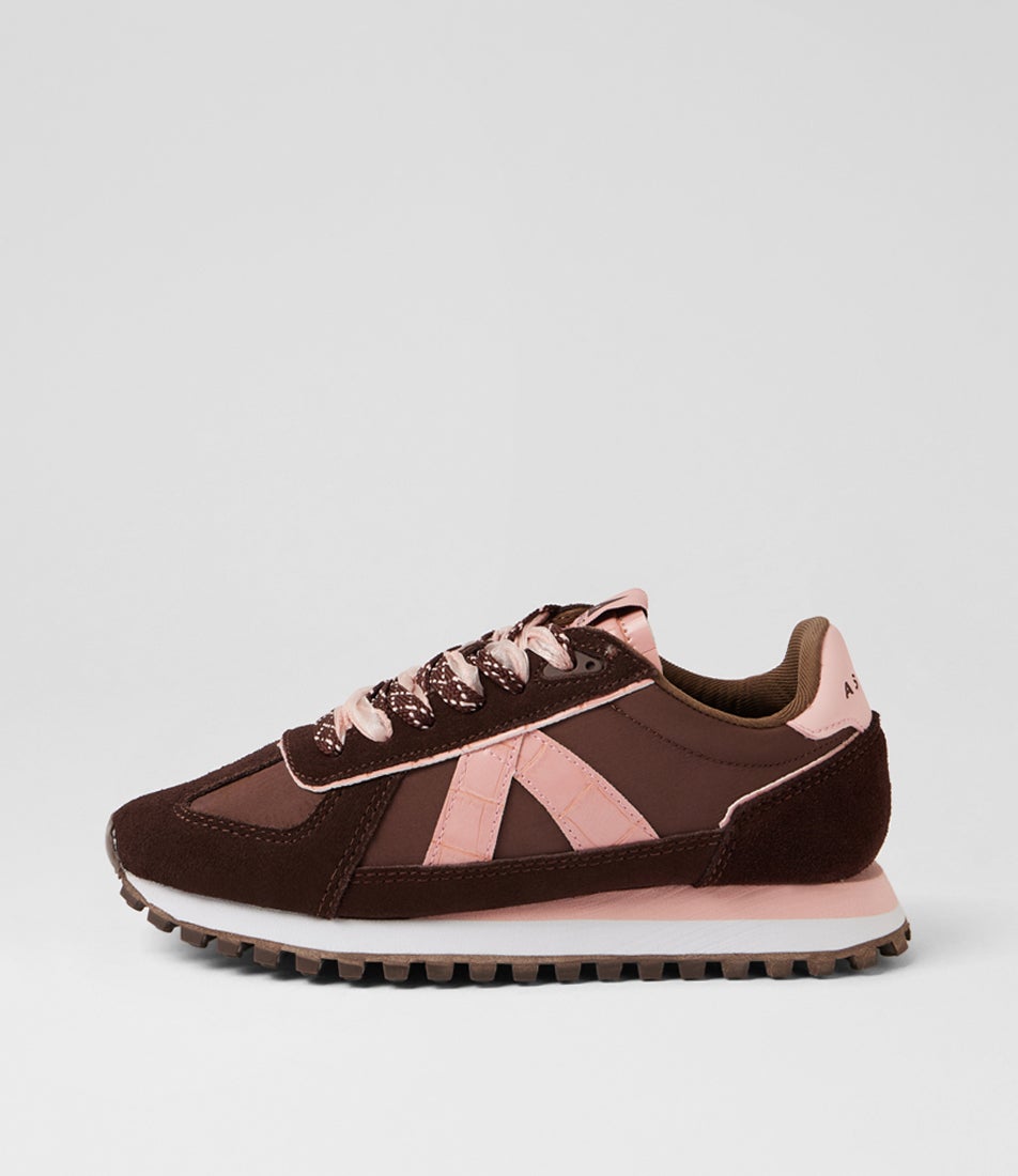 Gate Brown Choco Pink Suede Canvas Sneakers