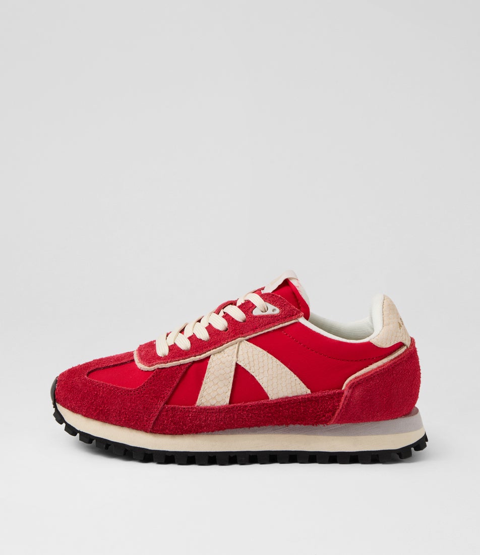 Gate Red Grey Snake Gold Suede Nylon Sneakers Gate Red Grey Snake Gold Suede Nylon Sneakers