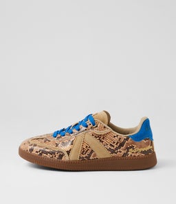 Elite Classic Beige Snake Blue Canvas Suede Sneakers Elite Classic Beige Snake Blue Canvas Suede Sneakers