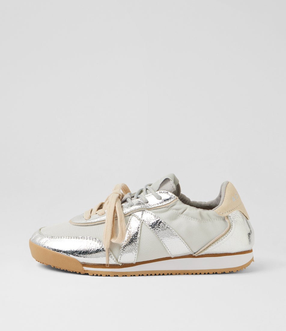 Grace Silver Tan Satin Sneakers Grace Silver Tan Satin Sneakers