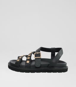 CHUNKY STUD SANDAL B2 BLACK LEATHER