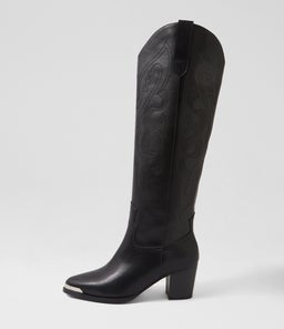 WESTERN KNEE BOOT B2 BLACK LEATHER
