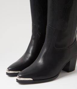 WESTERN KNEE BOOT B2 BLACK LEATHER