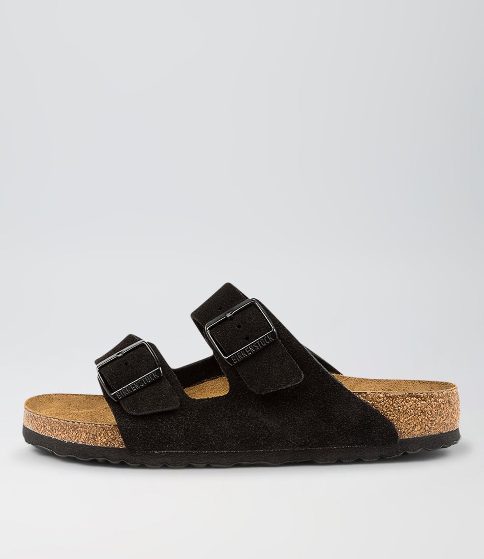 Arizona Black Suede Leather Slides Arizona Black Suede Leather Slides
