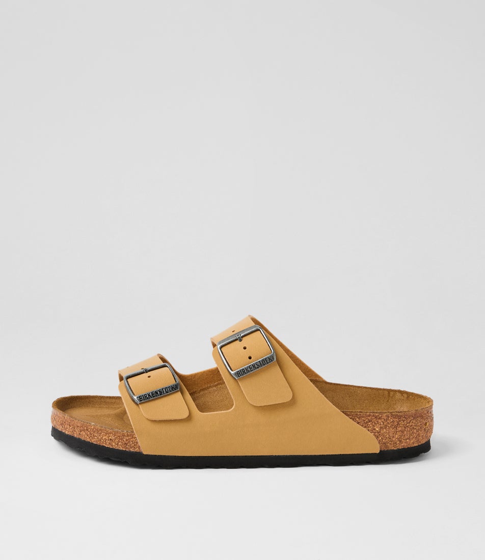 Arizona Mens Latte Cream Leather Slides Arizona Mens Latte Cream Leather Slides