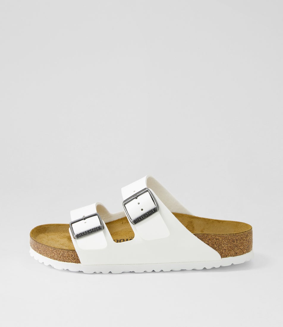 Arizona White Gunmetal Birkoflor Slides