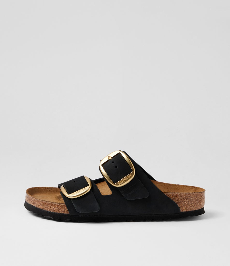 Arizona Big Buckle Black Nubuck Slides Arizona Big Buckle Black Nubuck Slides