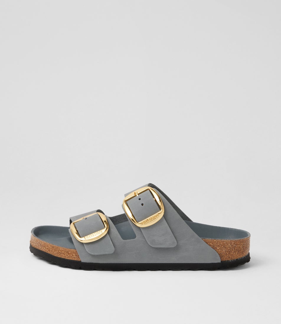 Arizona Big Buckle Basalt Grey Oiled Leather Slides Arizona Big Buckle Basalt Grey Oiled Leather Slides