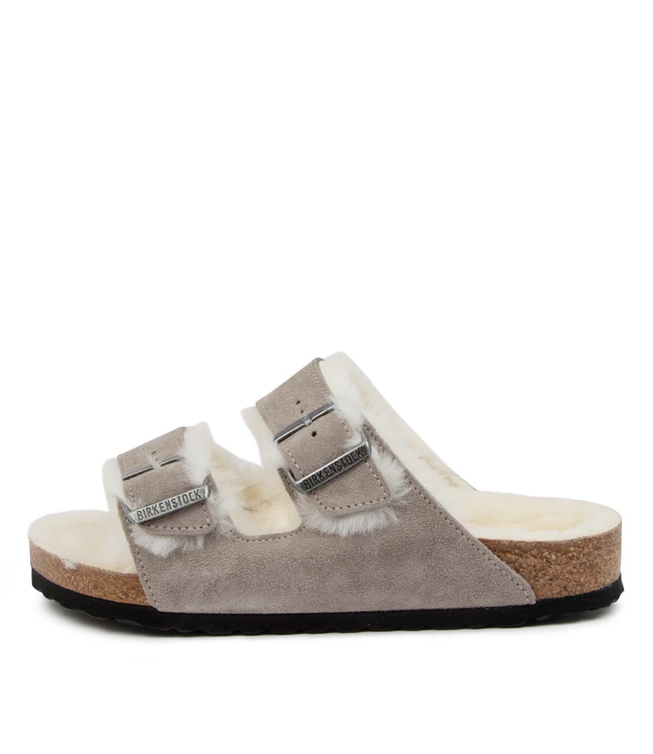 Buy Birkenstock Arizona Shearling Bk Stone Coin Flat Sandals online with free shipping