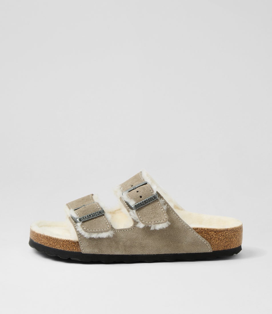 Arizona Shearling Stone Coin Suede Slides Arizona Shearling Stone Coin Suede Slides