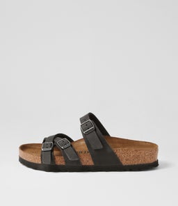 FRANCA BK BLACK GUNMETAL BUCKLE OILED LEATHER