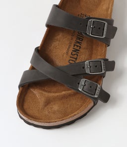FRANCA BK BLACK GUNMETAL BUCKLE OILED LEATHER