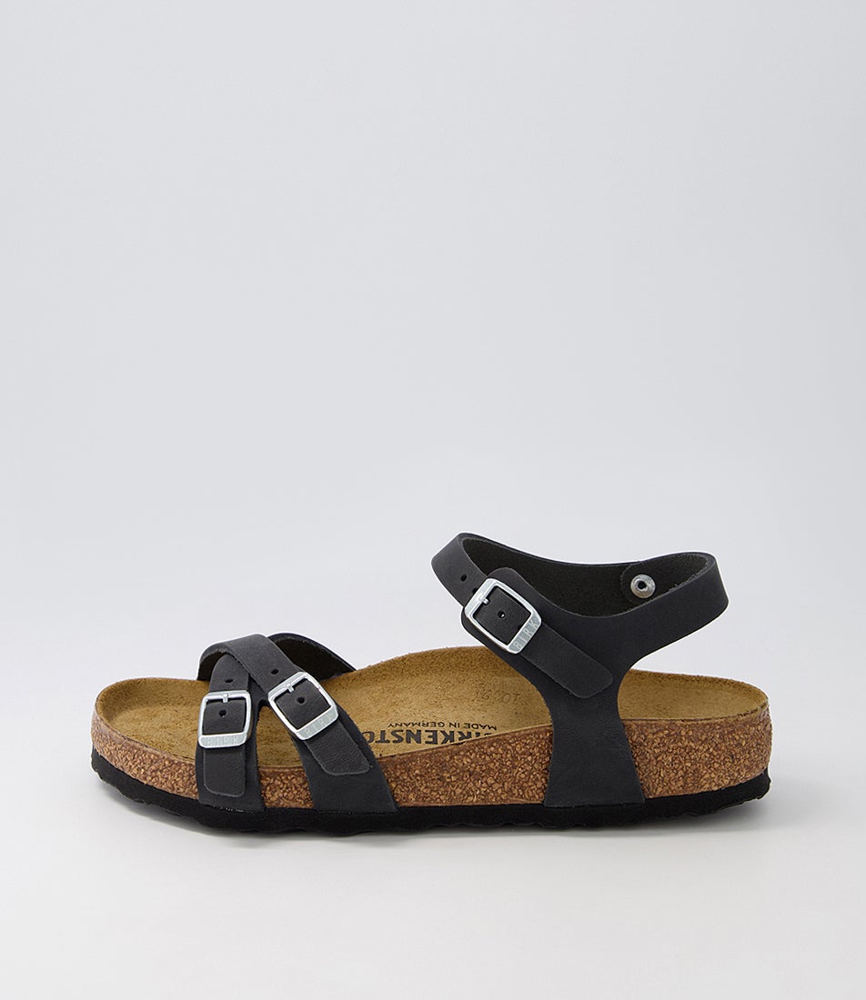 Kumba Black Oiled Leather Slides Kumba Black Oiled Leather Slides
