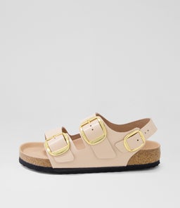 MILANO BIG BUCKLE HI SHINE BK NEW BEIGE NATURAL PATENT LEATHER