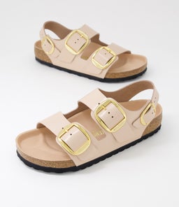 MILANO BIG BUCKLE HI SHINE BK NEW BEIGE NATURAL PATENT LEATHER