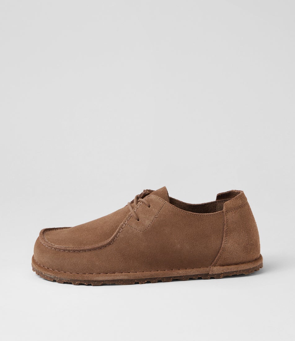 Utti Lace Mens Grey Taupe Suede Lace Up Flats