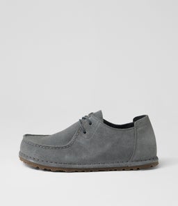 Utti Lace Mens Basalt Grey Suede Lace Up Flats Utti Lace Mens Basalt Grey Suede Lace Up Flats
