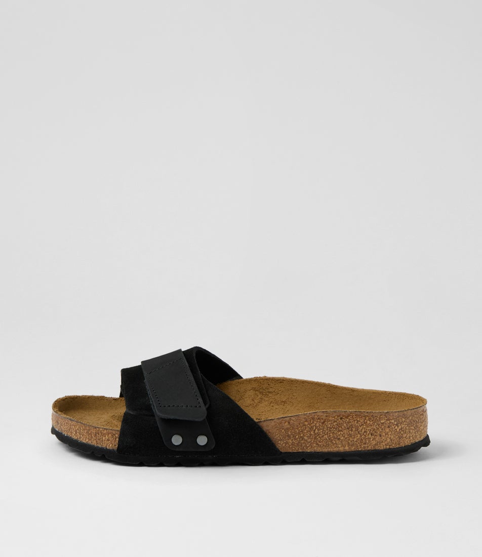 Oita Black Nubuck Suede Slides Oita Black Nubuck Suede Slides