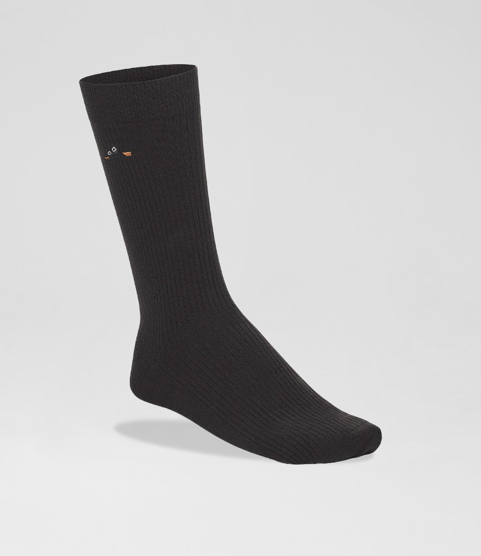 Cotton Ribbed Arizona Black Fabric Socks