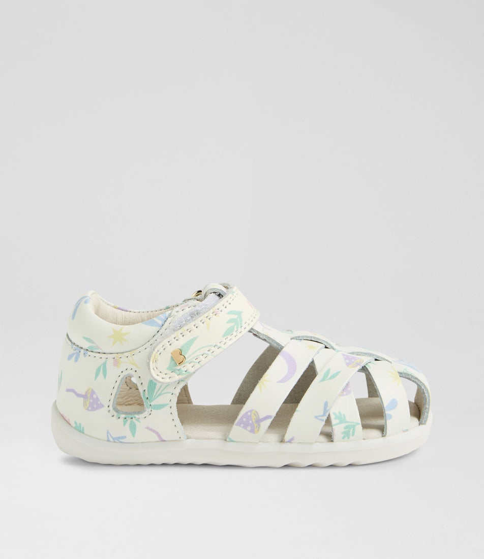 Su Tropicana 2 Infant White Floral Leather Flat Shoes