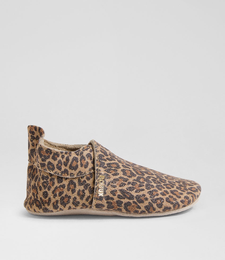 Ss Simple Shoe Infant Leopard Shimmer Printed Suede Flat Shoes