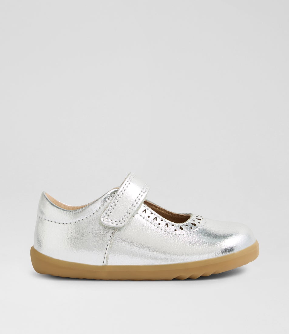 Su Lola Toddler Silver Metallic Leather Flat Shoes