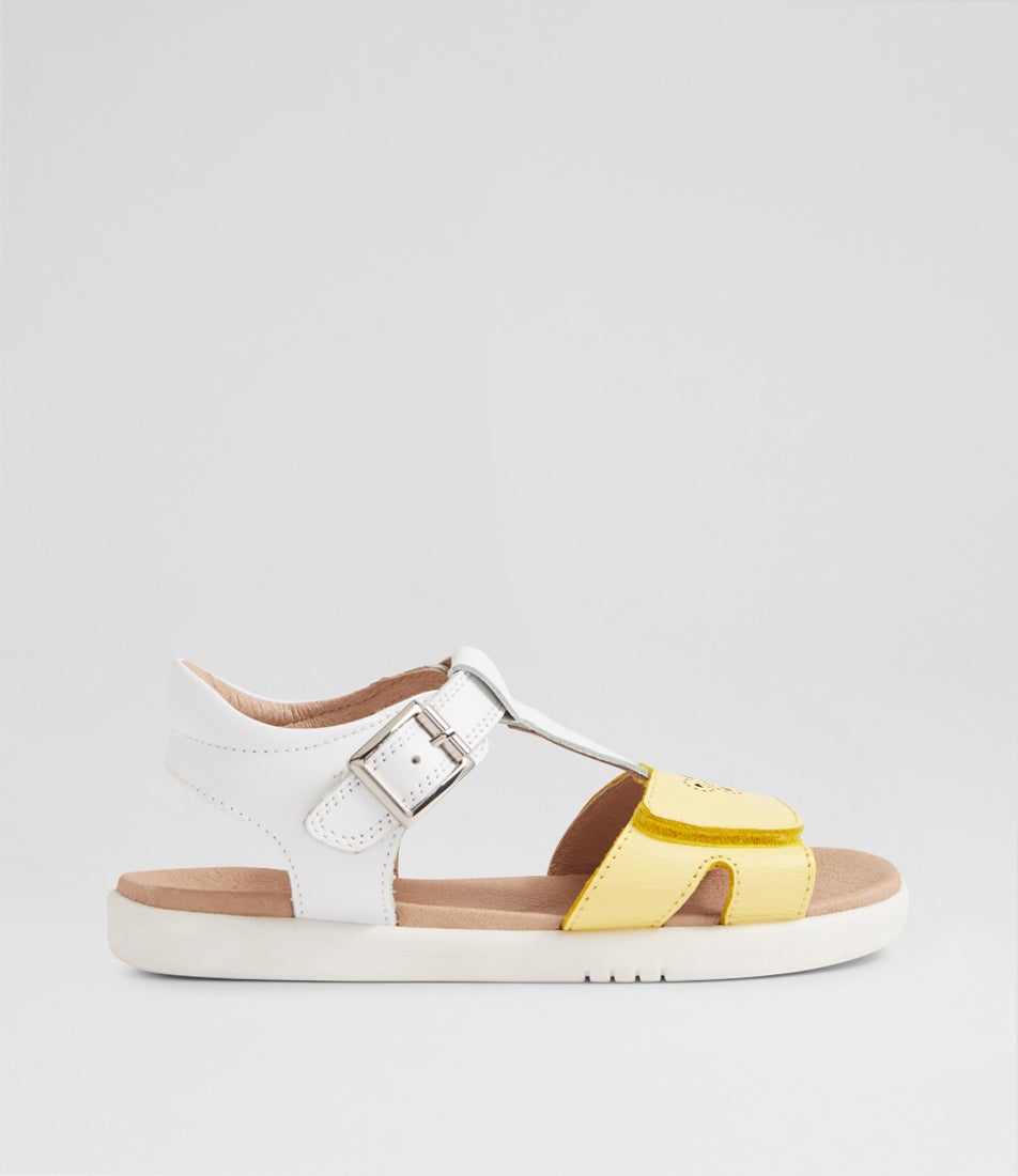 Kp Haven Junior White Pale Banana Leather Sandals