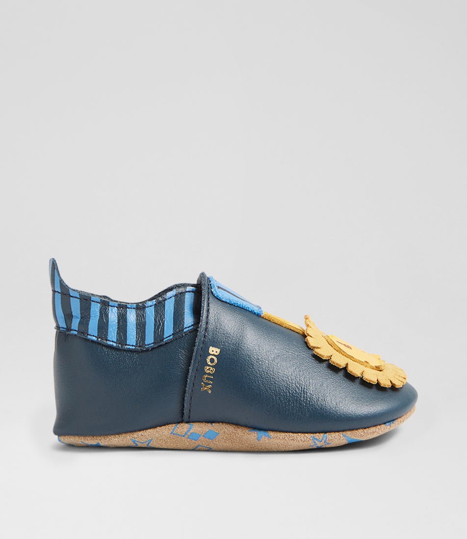 Ss Lionello Navy Leather Flat Shoes