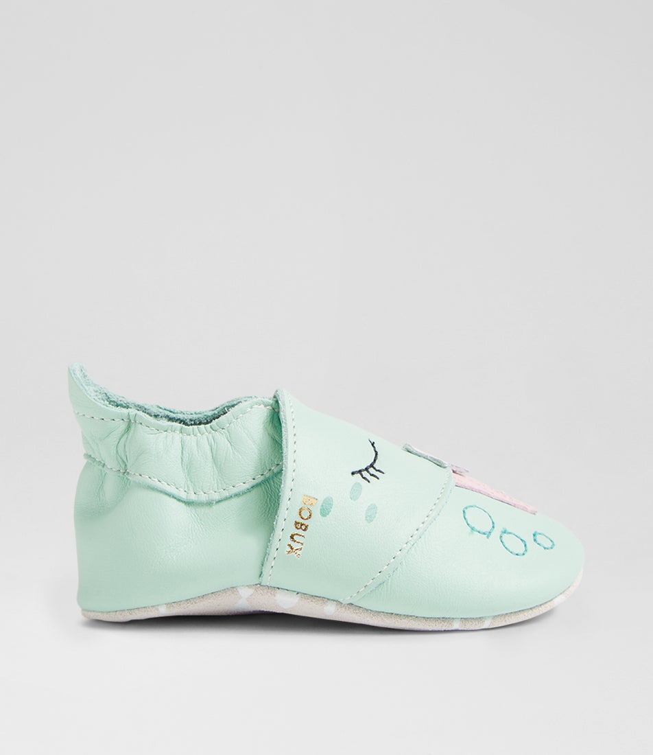 Ss Narwhal Birds Egg Leather Flat Shoes