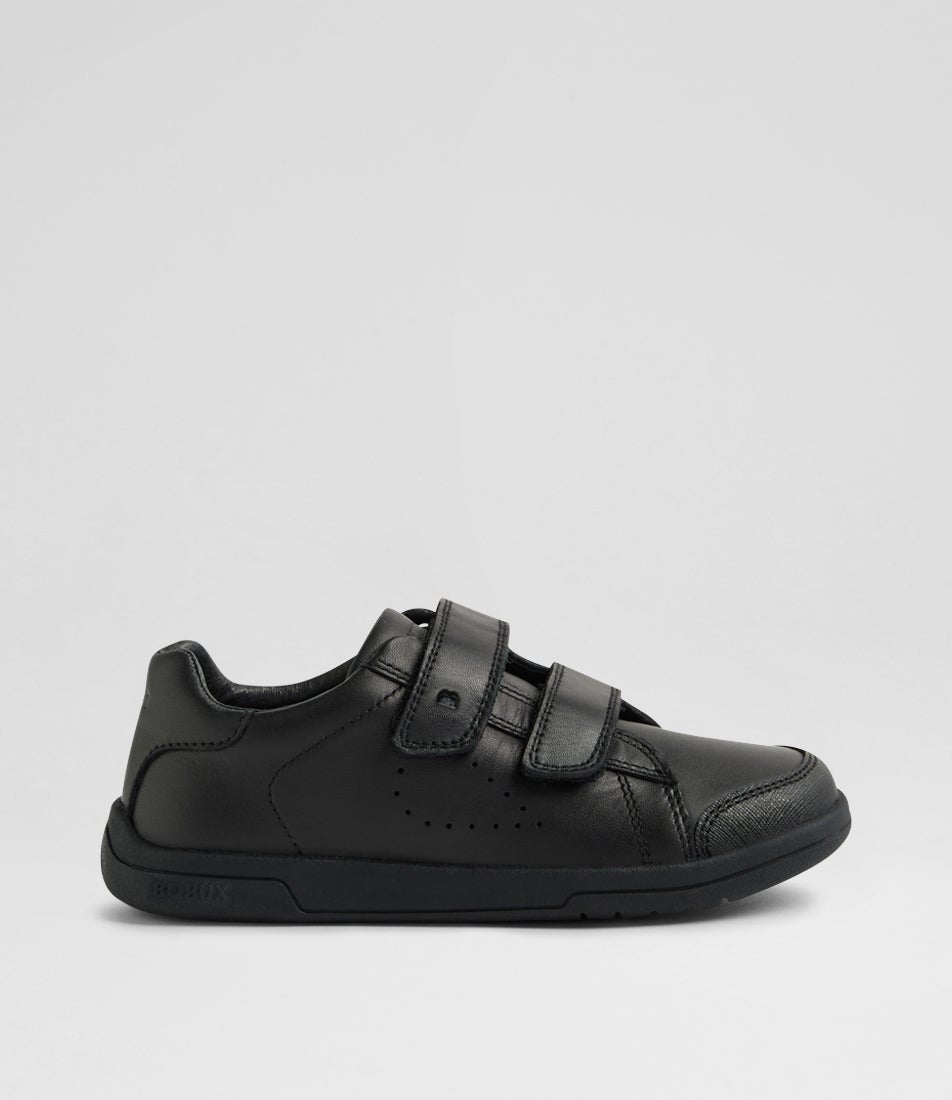 Kp Jacks Junior Black Leather Flat Shoes