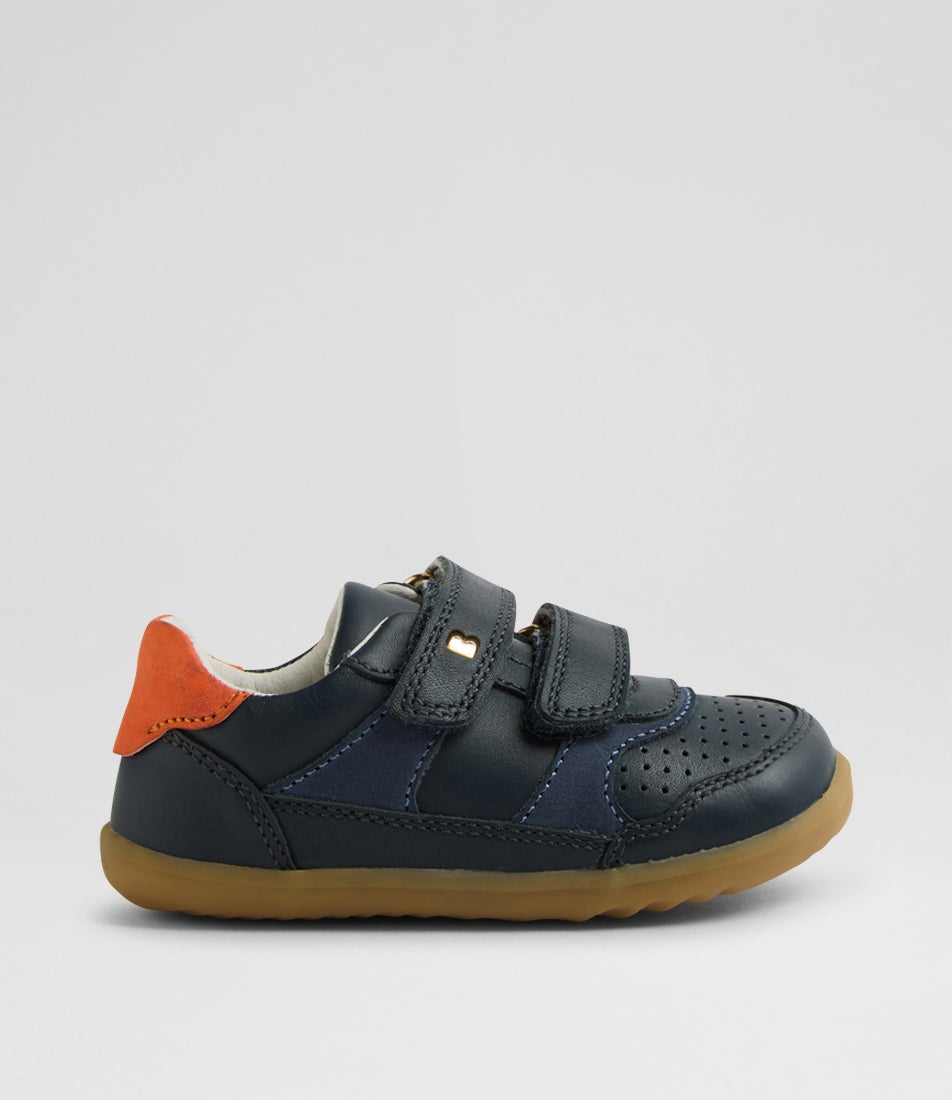 Su Hunter Toddler Navy Nasturtium Leather Flat Shoes