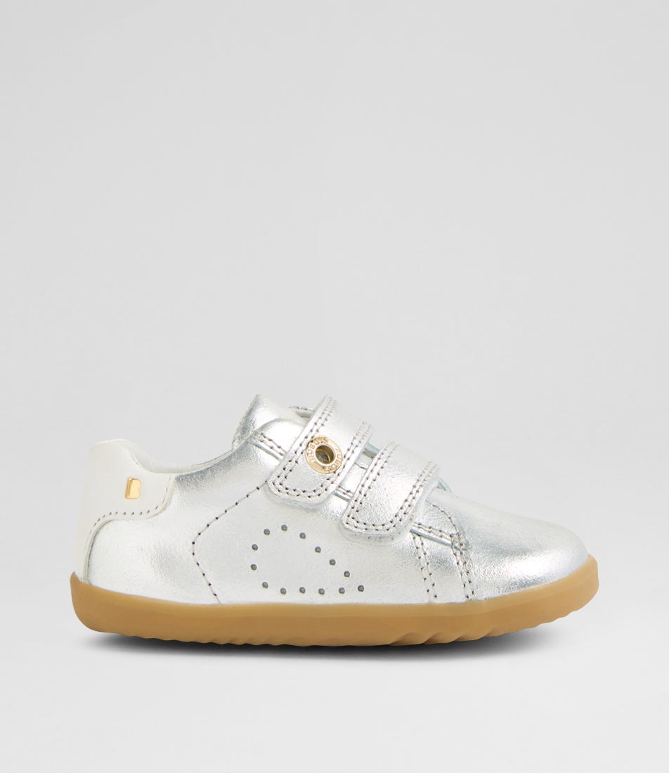 Su Maverick Toddler Silver White Leather Flat Shoes Su Maverick Toddler Silver White Leather Flat Shoes