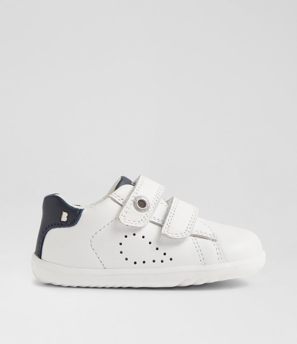 Su Maverick Toddler White Navy Leather Flat Shoes Su Maverick Toddler White Navy Leather Flat Shoes