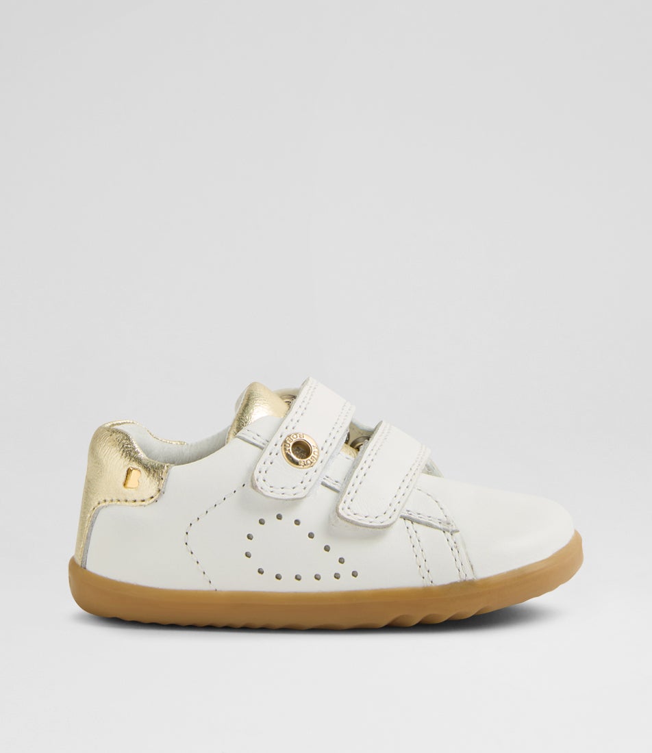Su Maverick Toddler White Light Gold Leather Flat Shoes Su Maverick Toddler White Light Gold Leather Flat Shoes