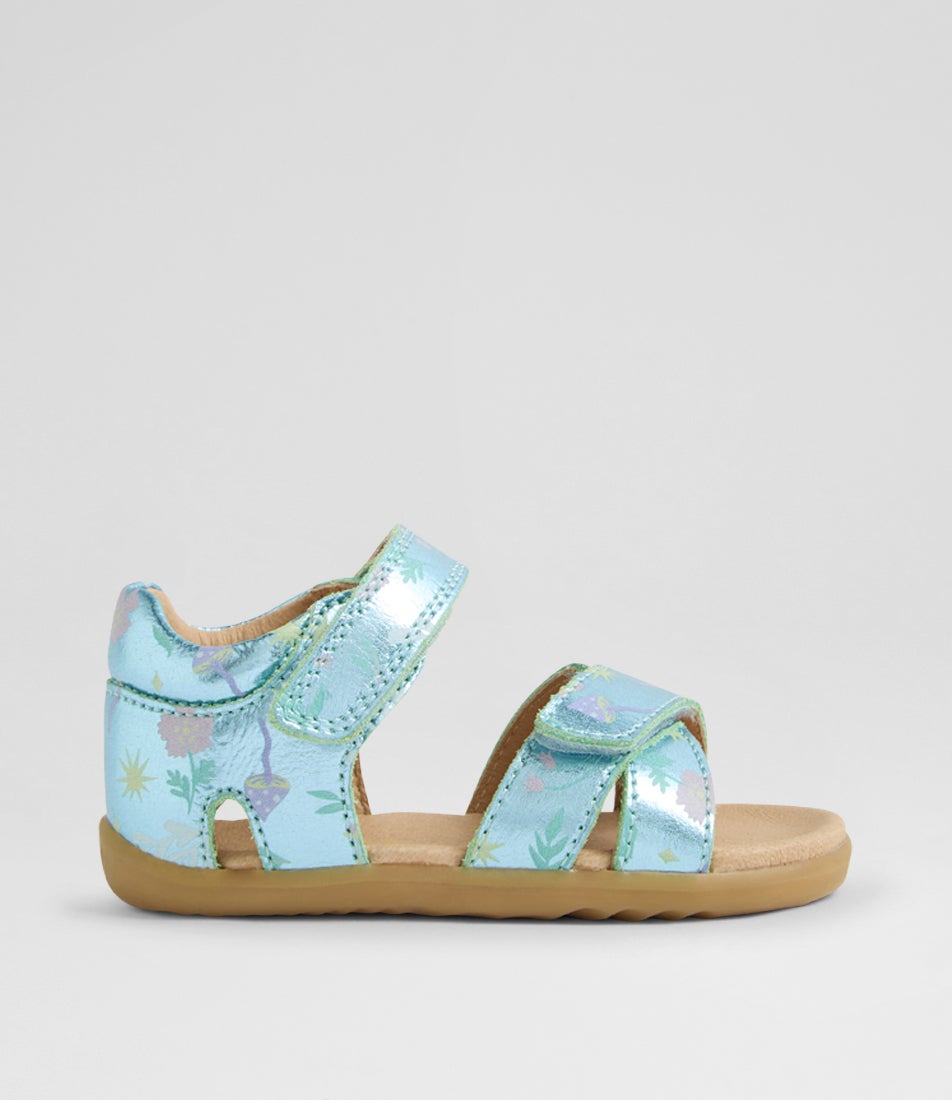 Su Flora Toddler Jelly Mint Metallic Leather Sandals Su Flora Toddler Jelly Mint Metallic Leather Sandals
