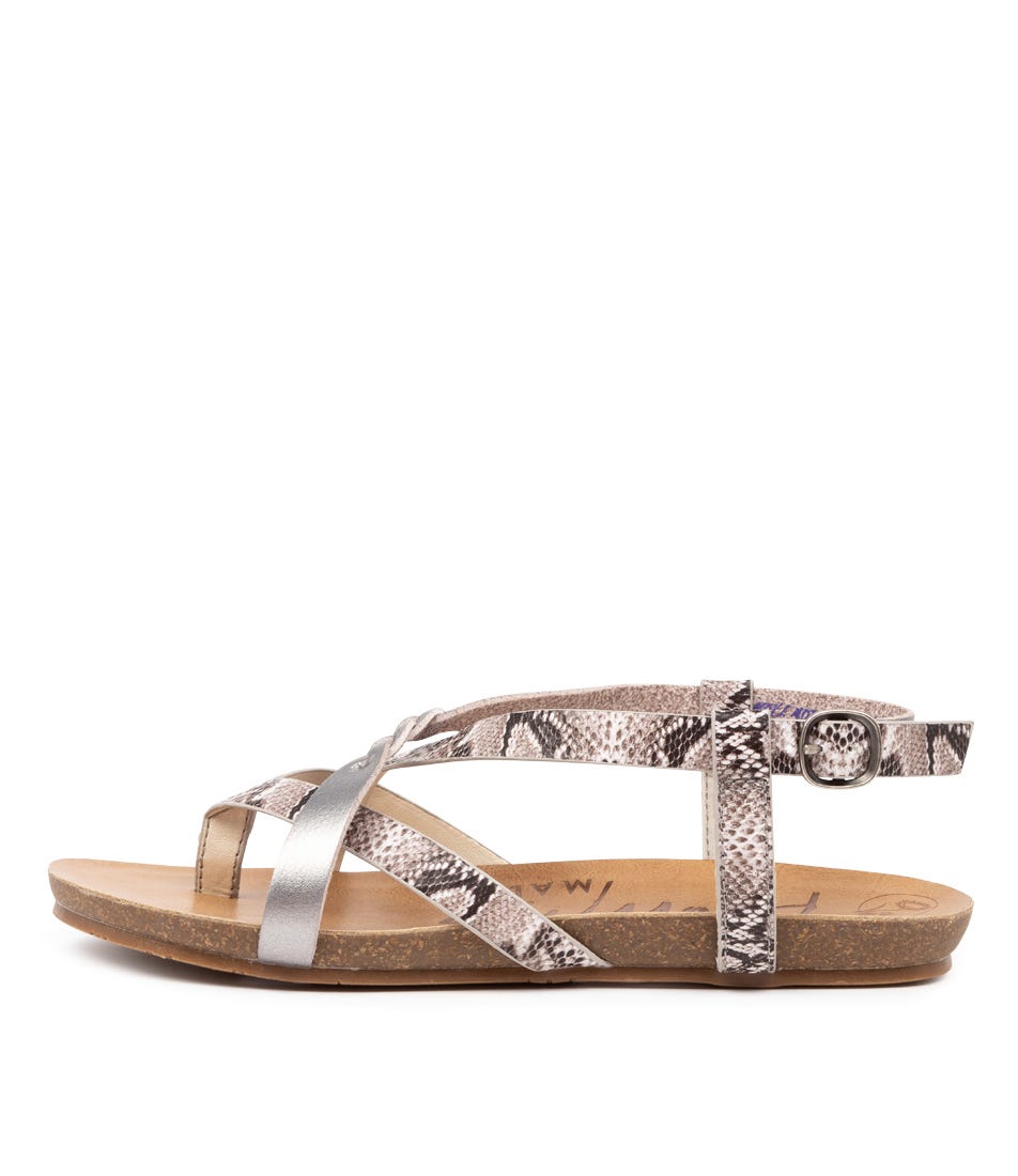 Buy Blowfish Granola B White Snake Pewter Sandals Flat Sandals online with free shipping