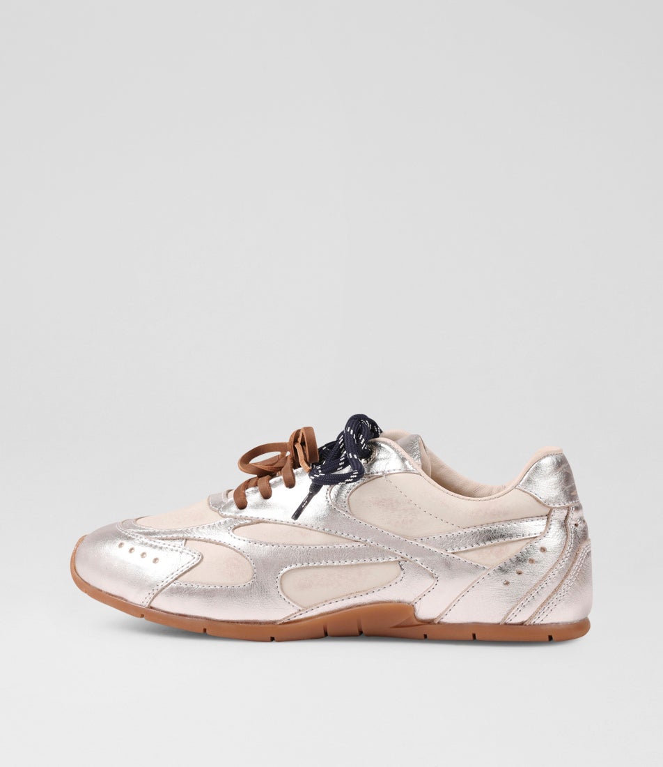 Myr Aa Silver Off White Blush Leather Lace Up Sneakers Myr Aa Silver Off White Blush Leather Lace Up Sneakers