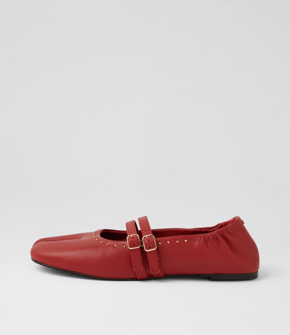 Semm-Ie Deep Red Soft Leather Mary Janes