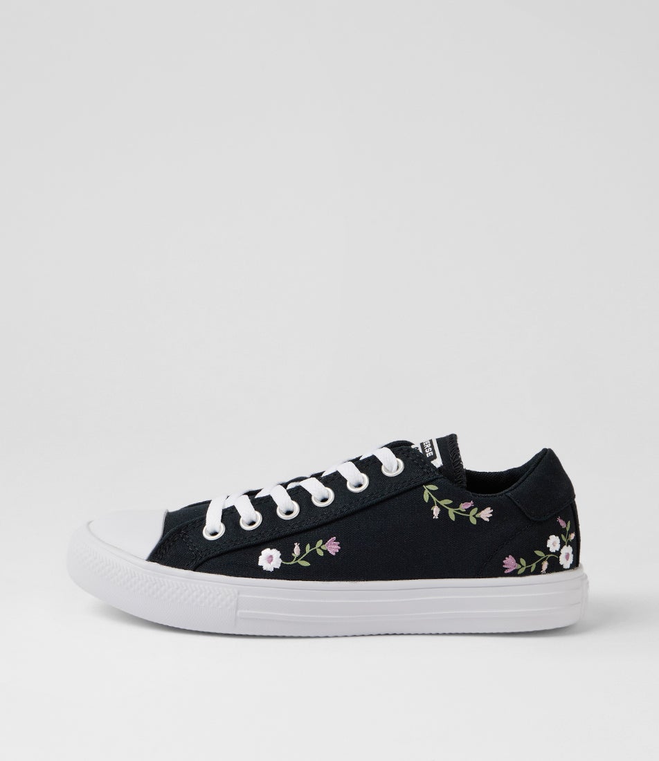 Day One Og Low Top W Black White Petal Canvas Lace Up Sneakers