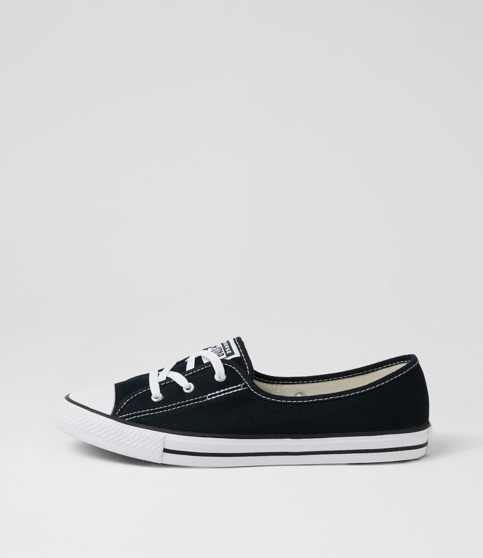 Ctas Ballet Lace Black White Canvas Ballet Flats