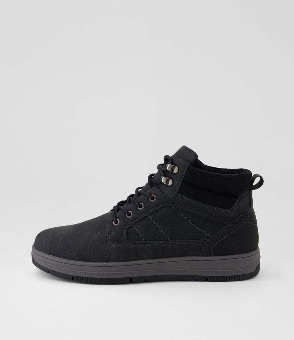 Evo Black Smooth Lace Up Boots