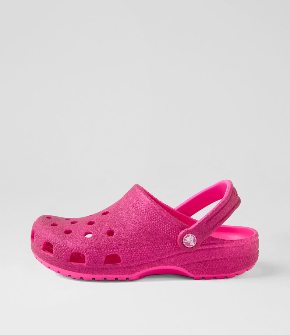 Pink glitter crocs online