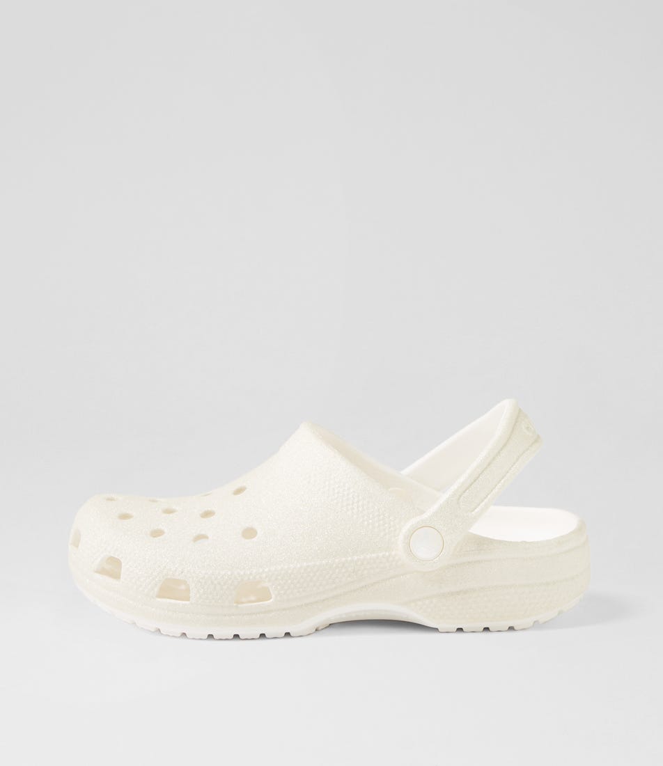 Classic Glitter W White Croslite Clogs